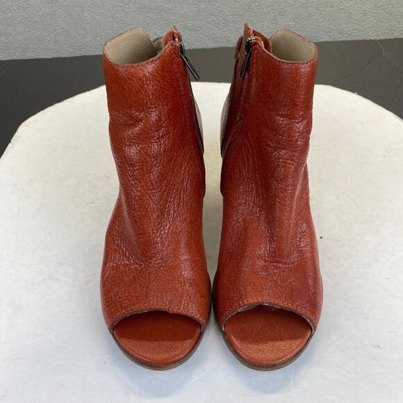 Matisse Folk Brick Red Leather Peep Toe Booties Boots Shoes Lulus Size 8M - Picture 3 of 16